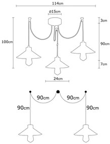 Luster na lanku MANAVGAT 3xE27/100W/230V pavúk