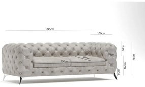 Svetlosivá zamatová pohovka 225 cm Chelsea – Ropez