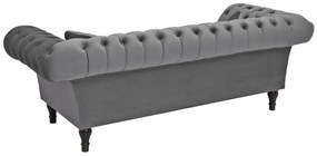 Trojmiestna pohovka PARIS Chesterfield 225 cm zamatova striebornosivá
