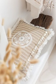 Hnedý jutový vankúš so strapcami a peniažkami Jute natural - 49*12*31cm