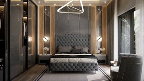 Dizajnová manželská posteľ  FEMIN 180x200 šedá