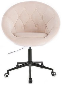 LuxuryForm DESIGN Kreslo VERA VELUR na čiernej podstave s kolieskami - krémové