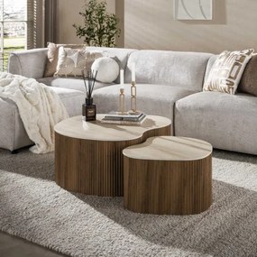 Konferenčný stôl 57-01T Ceramo 2-set 3D ceramik Travertine  - Komfort-nábytok