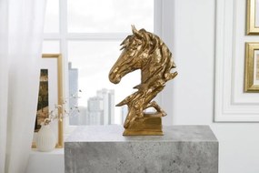 Socha Caballo hlava koňa 40 cm zlatá