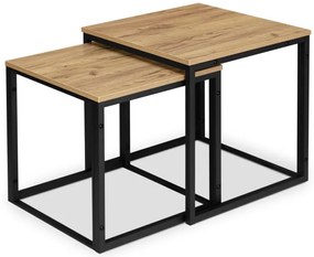 Sada 2 konferenčných stolíkov PRAVEN Craft čierna