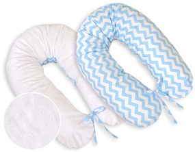 Bobono Relaxačný vankúšik- obojstranný-Simple chevron modro-biely