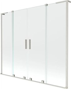 Mexen Velar L Duo, 2-krídlová posuvná vaňová zástena 200 x 150 cm, 8mm číre sklo, brúsená oceľ, 896-200-003-02-97