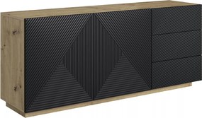 Dvojdverová komoda Asha 167 cm so zásuvkami - artisan / čierny mat