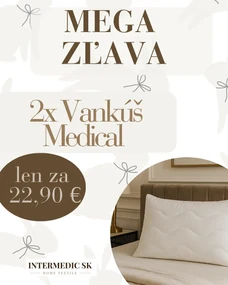 Vankúš MEDICAL 70x90 cm – sada 2 ks za 22,90 €, antialergický, mikrovlákno, výplň z dutých vlákien, zips, štepovanie, prateľný na 60 °C