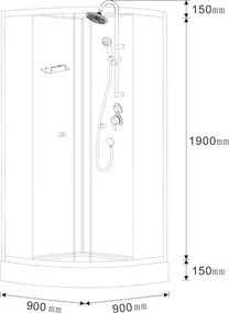 BPS-koupelny Sprchový box WSH313B 90x90 cm