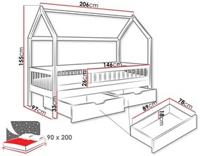 Detská posteľ 90 cm Potako (biela) (s roštom) (s úl. priestorom). Vlastná spoľahlivá doprava až k Vám domov. 1103337
