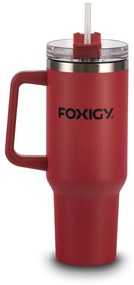 Foxigy Termohrnček do auta so slamkou 1200 ml Burgundy