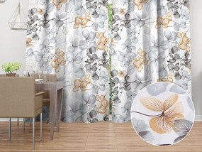 Biante Bavlnený záves Sandra SA-367 Sivo-oranžové kvety na bielom 140x140 cm
