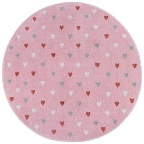 Ružový detský koberec ø 100 cm Little Hearts – Hanse Home