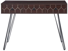 Konzolový stolík s 3 zásuvkami tmavé drevo/čierna MALSALA Beliani