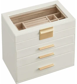 Songmics Šperkovnica Eliza, 15,3x25,1x21,5 cm, biela