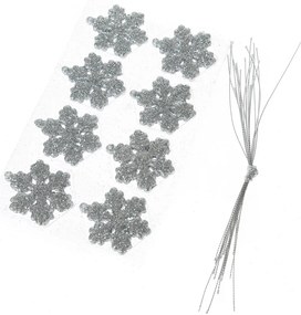 Súprava vianočných ozdôb Glitter flakes 16 ks, strieborná