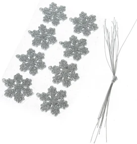 Súprava vianočných ozdôb Glitter flakes 16 ks, strieborná