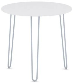 Okrúhly jedálenský stôl SPIDER, priemer 800 mm, sivo-strieborná podnož, doska biela