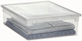 Úložný box s vekom, transparentný, na posteľnú bielizeň TERRY 22l - 38 x 52 x 14 cm