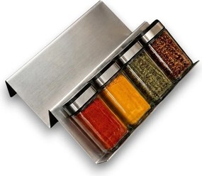 Orion Sada 16ks koreničiek INOX 100ml + 4ks organizér na koreničky VASKY - NEREZ + sada 16ks štítkov