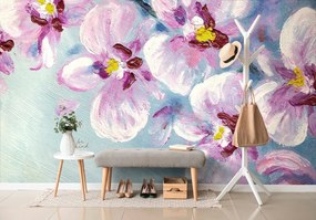 Samolepiaca tapeta romantické fialové kvety - 300x200