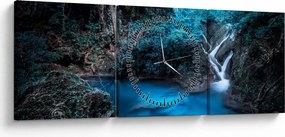 Obraz - Magická noc v tropickom lese (s hodinami) (90x30 cm)