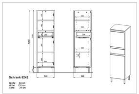 Tmavosivá vysoká kúpeľňová skrinka v dekore duba 34x120 cm Salinas - Germania