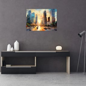 Sklenený obraz - Maľba mesta (70x50 cm)
