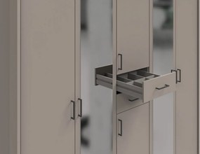 Šatníková skriňa so zrkadlami Düsseldorf, 225 cm, šedá sahara