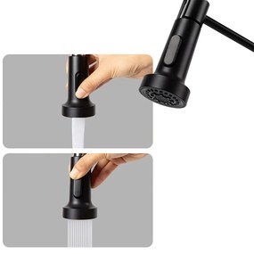 Kuchynská batéria s flexibilnou hadicou, odnímateľnou sprchovou hlavicou, čierna