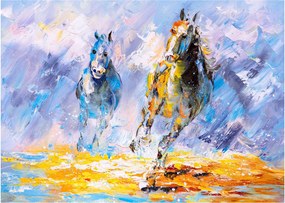 Obraz bežiacich koňov, olejomaľba (70x50 cm)