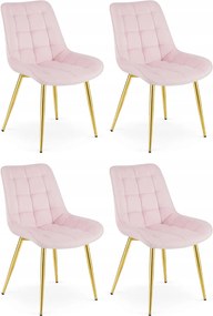 Ružová zamatová stolička BERA so zlatými nohami