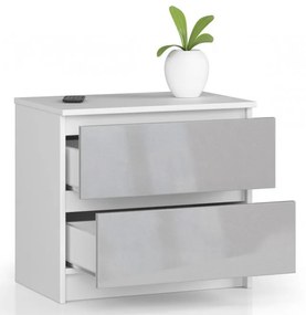 Nočný stolík K60 2SZ CLP metalický, lesk