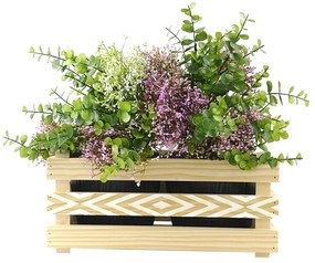 AMADEA Drevený obal s kvetináči s motívom kosoštvorcov, 32x17x15cm Český výrobok