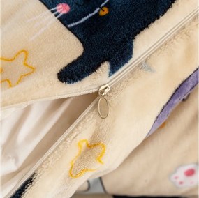 Sada mikroplyšových obliečok PURRSLEEP béžové + plachta mikroplyš SOFT 180x200 cm biela, dvojlôžko