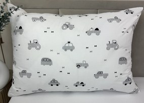 INTERMEDIC SK Detská bavlnená obliečka na vankúš Sivé autíčka 45x65 cm – 100 % bavlna