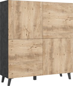 XXXLutz VYSOKÁ KOMODA, antracitová, farba duba košíčkatého, 120/128/39 cm P & B - Online Only drobný nábytok - 002778008204