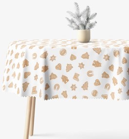 Goldea vianočný oválny teflónový obrus - perníčky 140 x 220 cm