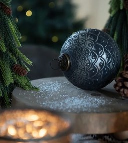 Granitová antik sklenená vianočná ozdoba gule Noirre - Ø 10*10 cm