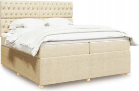 vidaXL Boxspring posteľ s matracom krémová 200x200 cm látka