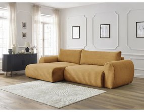 Menčestrová rozkladacia rohová pohovka v horčicovej farbe (ľavý roh) Lucien – Bobochic Paris