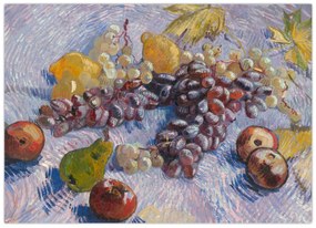 Sklenený obraz - Vincent van Gogh, Grapes, Lemons, Pears, and Apples, reprodukcia (70x50 cm)