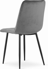 AKCIA Sivá zamatová stolička LAVA s čiernymi nohami II. akosť