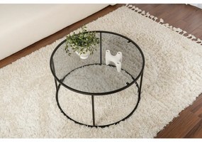 Čierny konferenčný stolík s tmavým sklom, 80 cm