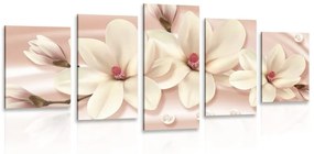 5-dielny obraz luxusná magnólia s perlami