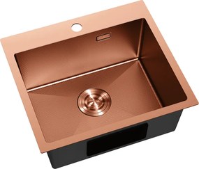Mexen Solix, 1-komorový nerezový drez 500 x 450 mm, brúsená meď, vzor voština, 6402501000-65HC