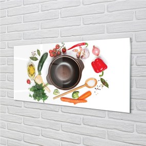 Sklenený obklad do kuchyne Lyžica paradajky petržlen 140x70 cm