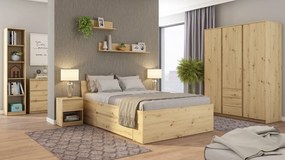 Posteľ so zásuvkami Carlos 140x200, dub artisan