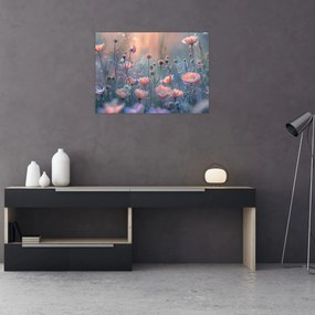 Sklenený obraz - Kvety v pastelových farbách (70x50 cm)